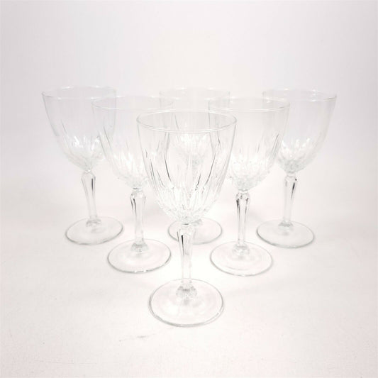 6 Vintage Cristal d'Arques-Durand Diamant Lead Crystal Water Goblet Glass 6.75"