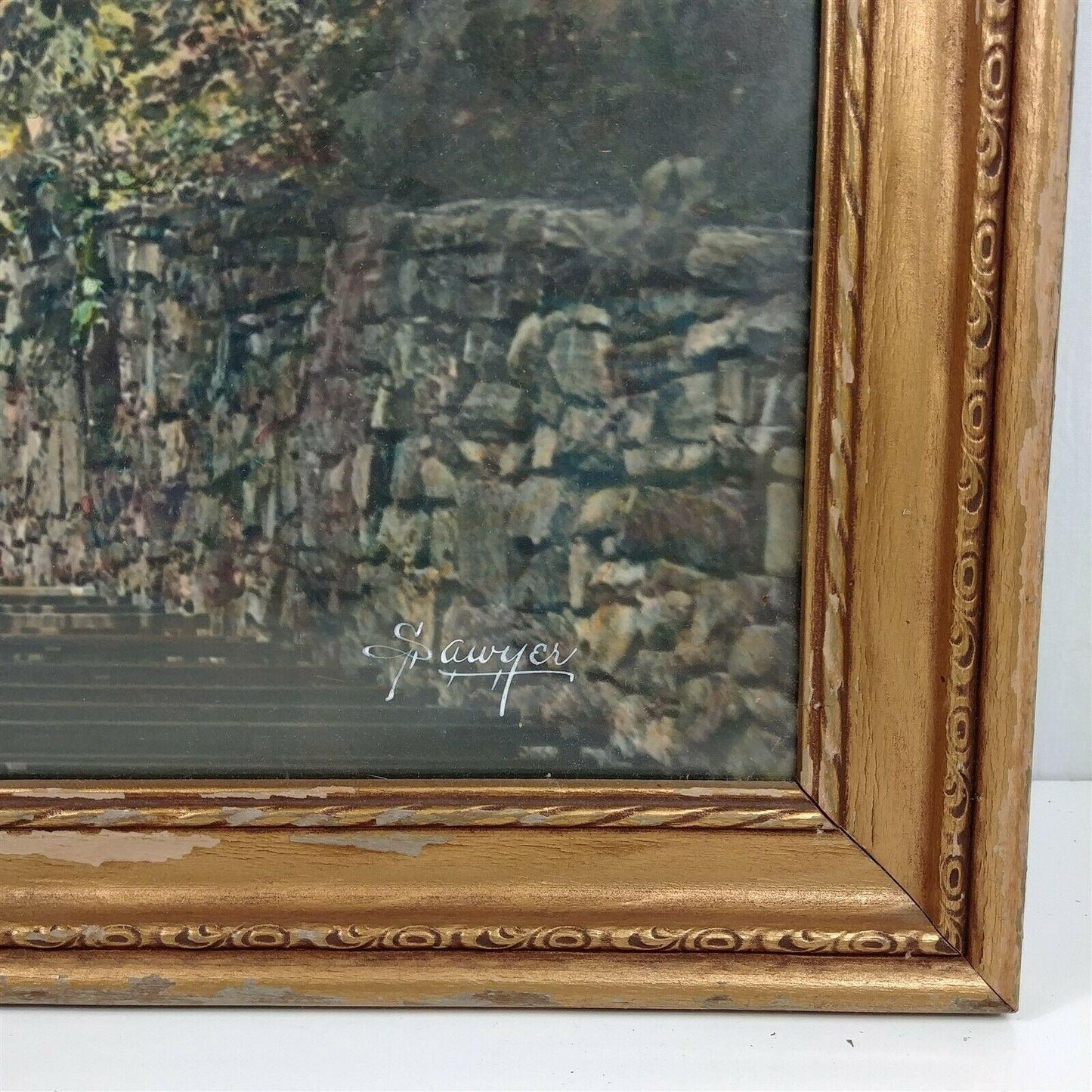 Virginia Natural Bridge Rock Arch Trees Framed Photograph Hand Colored Photo