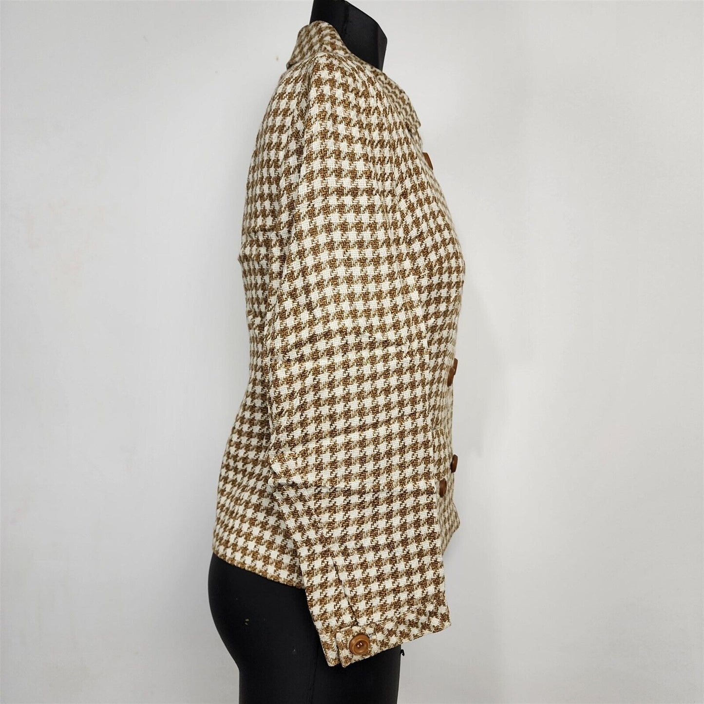 Vintage 1960s Frederick & Nelson Gold Houndstooth Jacket Skirt Suit Set