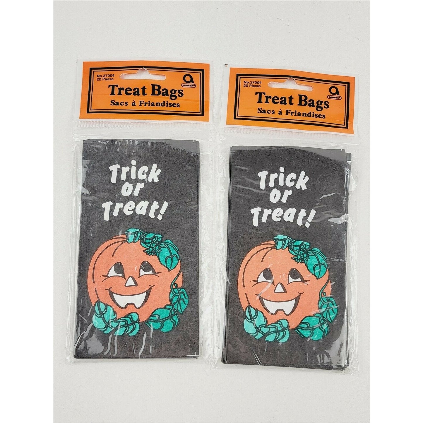 40 Vintage Halloween Trick or Treat Paper Bags Jack O Lantern Pumpkin Amscan NOS