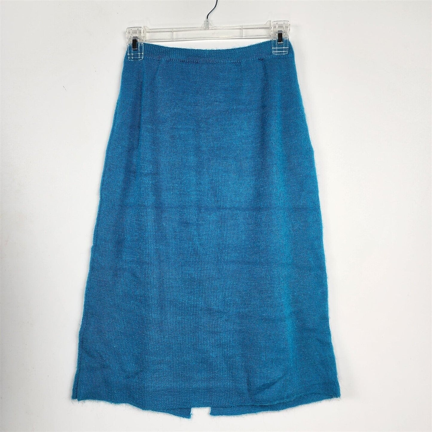 Vintage 1980s Dressy Tessy Knit Sweater & Skirt Set Teal Blue Off the Shoulder