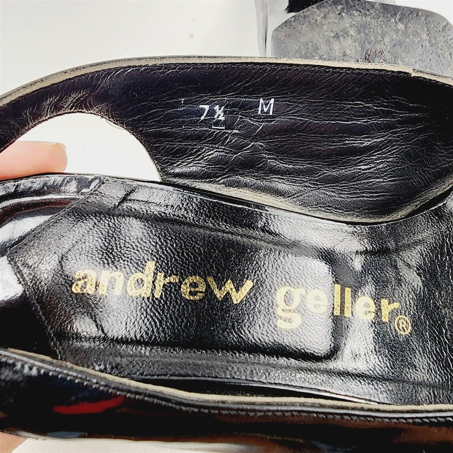 Vintage Andrew Geller Black Peep Toe Sling Back Heels Mod Pumps Womens 7.5
