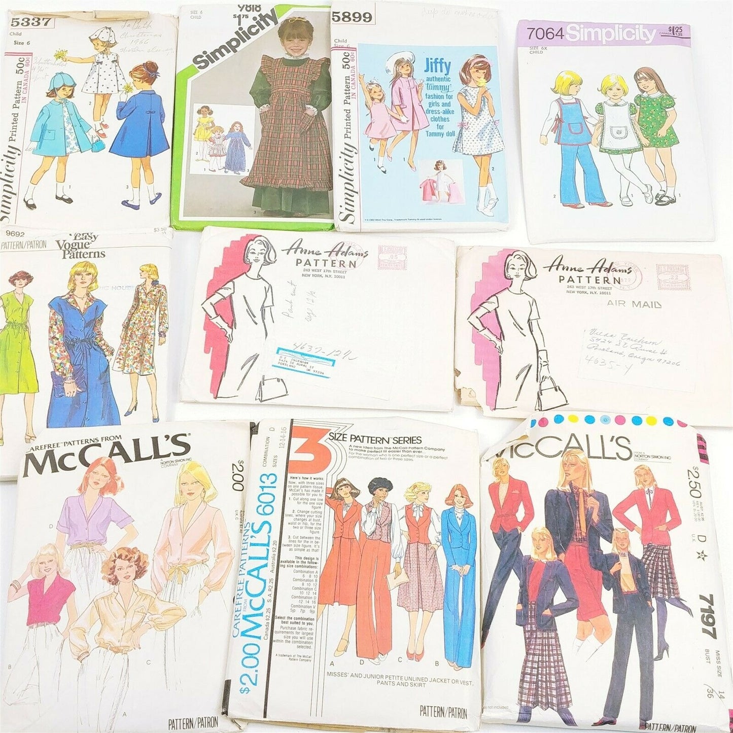 Lot of 43 Vintage McCalls Simplicity Butterick Vogue Sewing Patterns Kids Womens