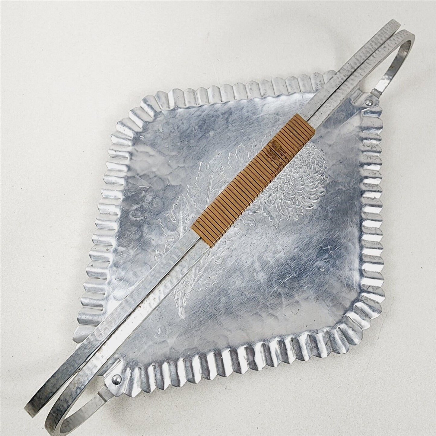 Vintage Continental #1007 Hammered Aluminum Diamond Shaped Serving Tray MCM