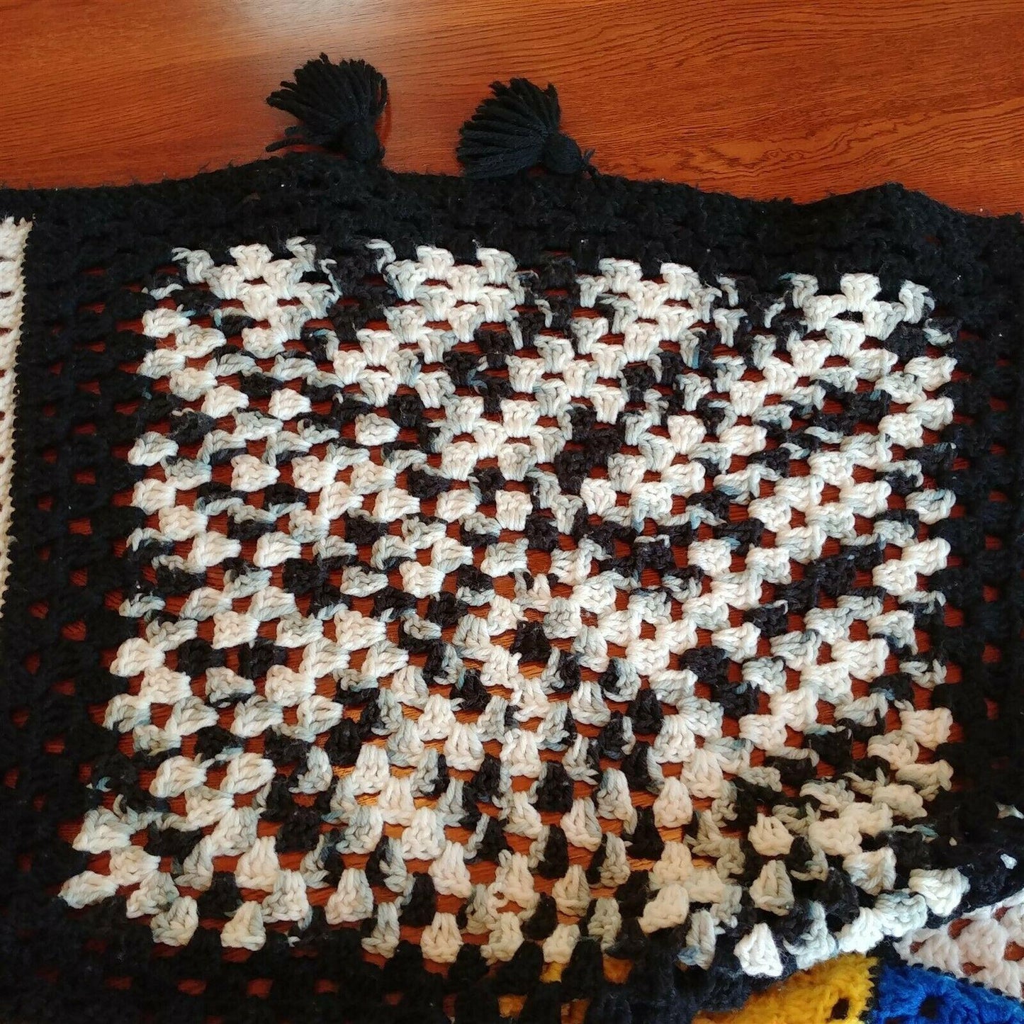 Handmade Crochet Afghan Chevron Pattern Square Quilt Blanket 81" X 60" Bed