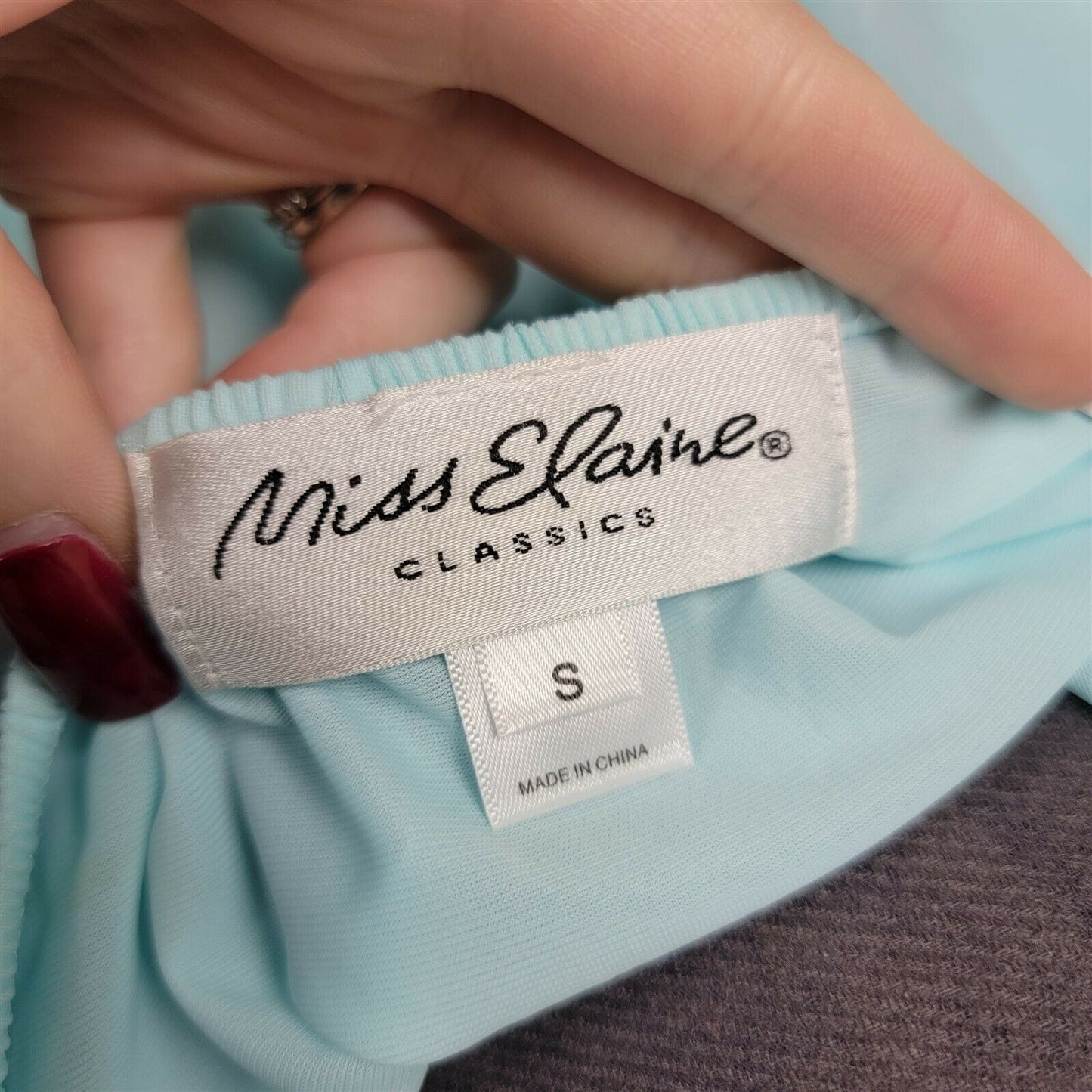 Miss Elaine Vintage Nylon Nightgown Light Blue Sheer Womens Size S