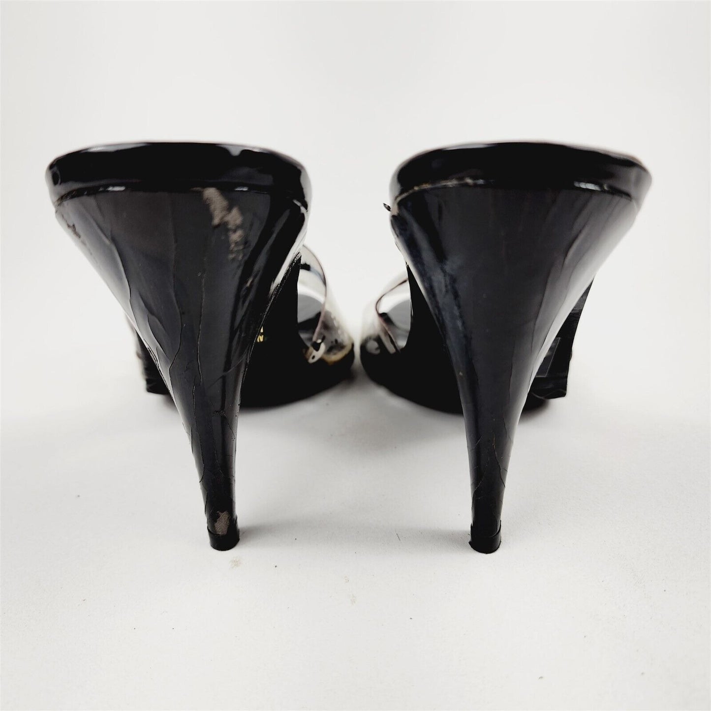 Vintage French Navy Black & White Paint Splatter Heels Shoes Pumps Size 7.5