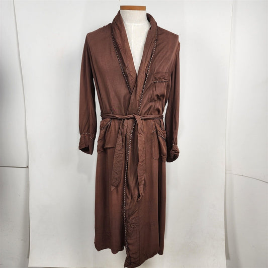 Vintage Hollywood Robe Brown Long Sleeve Lounge Belted Robe