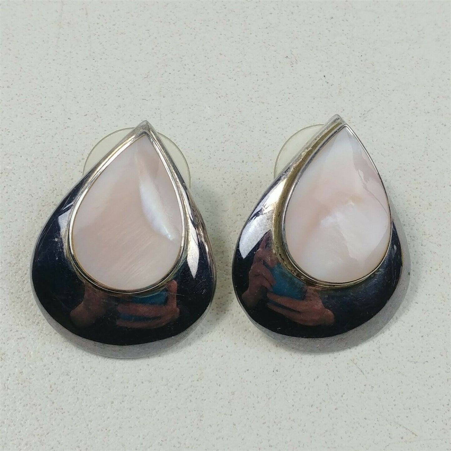 Southwestern 925 Sterling Silver Pink Gemstone Inlay Teardrop Earrings