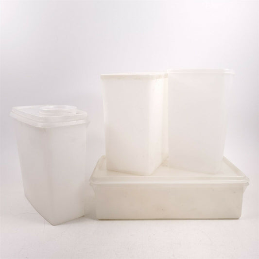 4 Vintage Tupperware Sheer Storage Containers 313, 484, 469, 677 Cereal IceCream