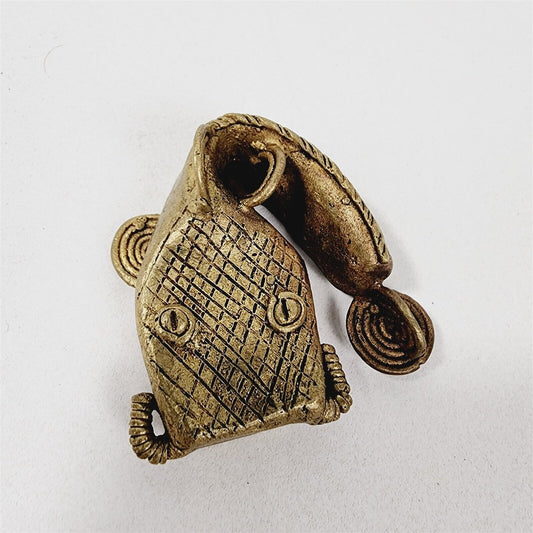 Vintage African Tribal Mudfish Brass Pendant - 2 1/4"