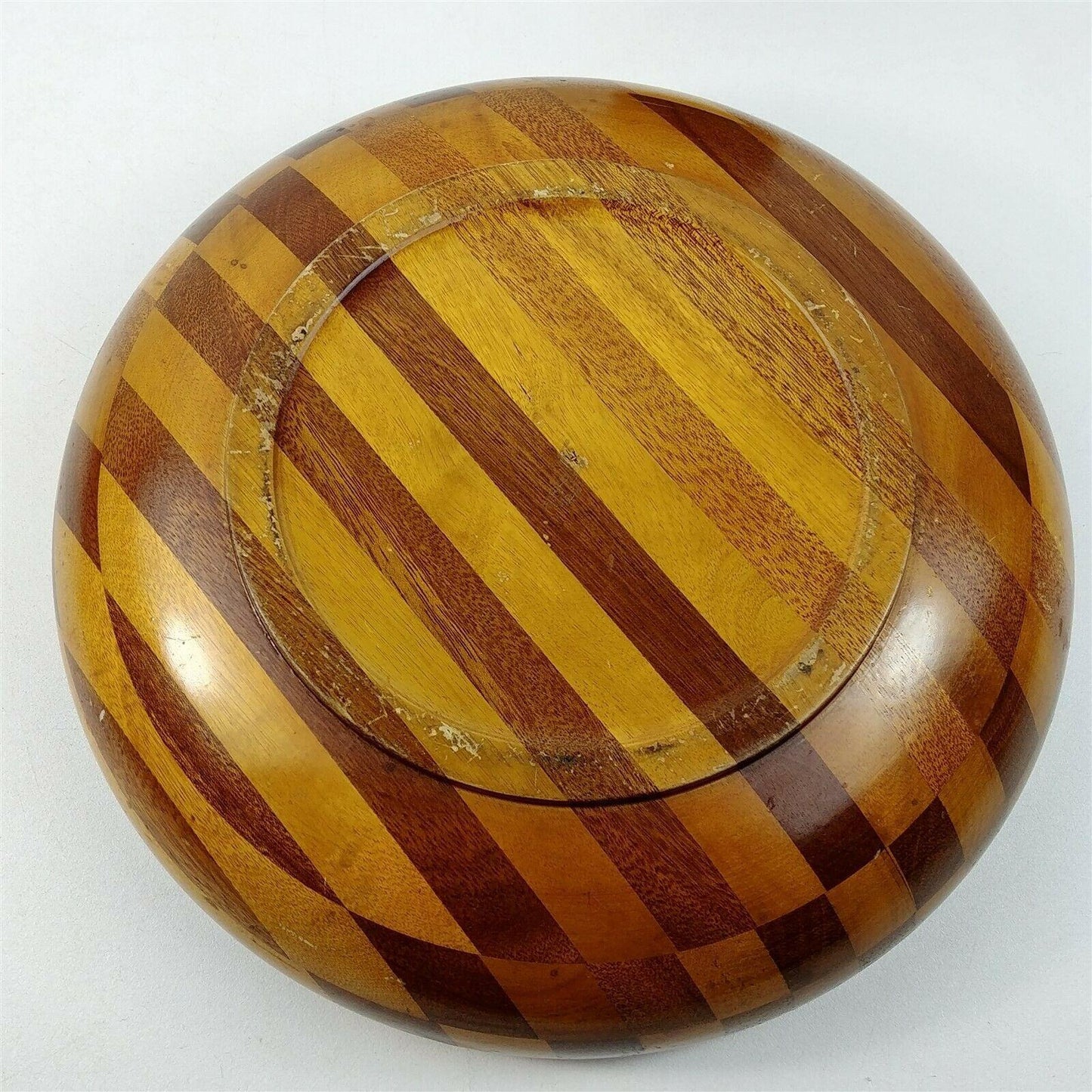 Bowl Handcrafted Wood 12" Multi Colored Woods w/ 6 Serving & Crackers