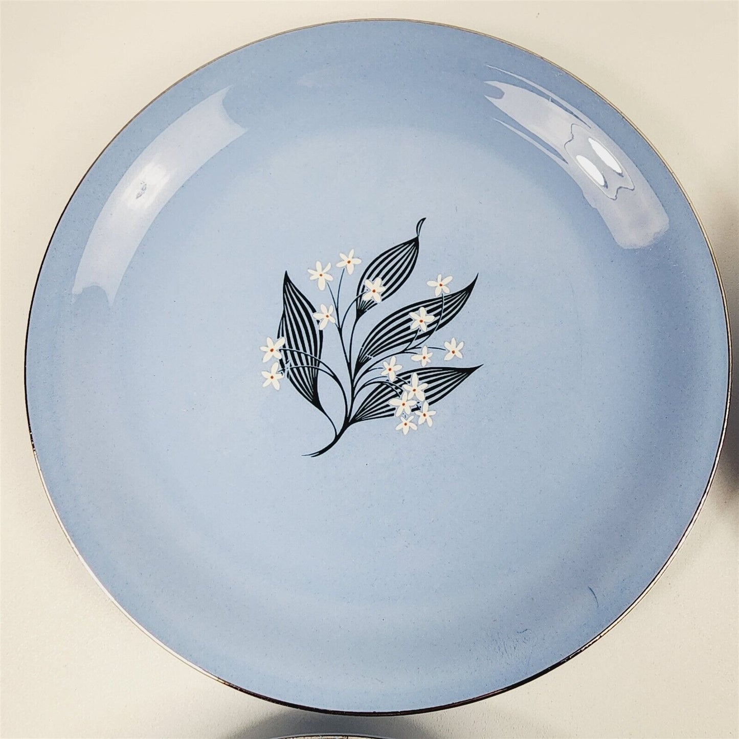 4 Vintage Skytone Homer Laughlin Blue Salad Plates - 7 3/8"