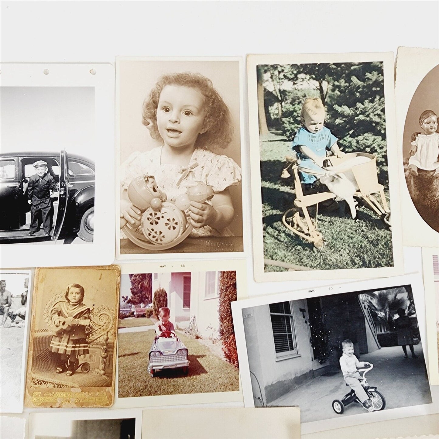 40 Vintage Photos 1900s-60s Kids Children Cabinet Tinted Horses Toys Pedal Cars