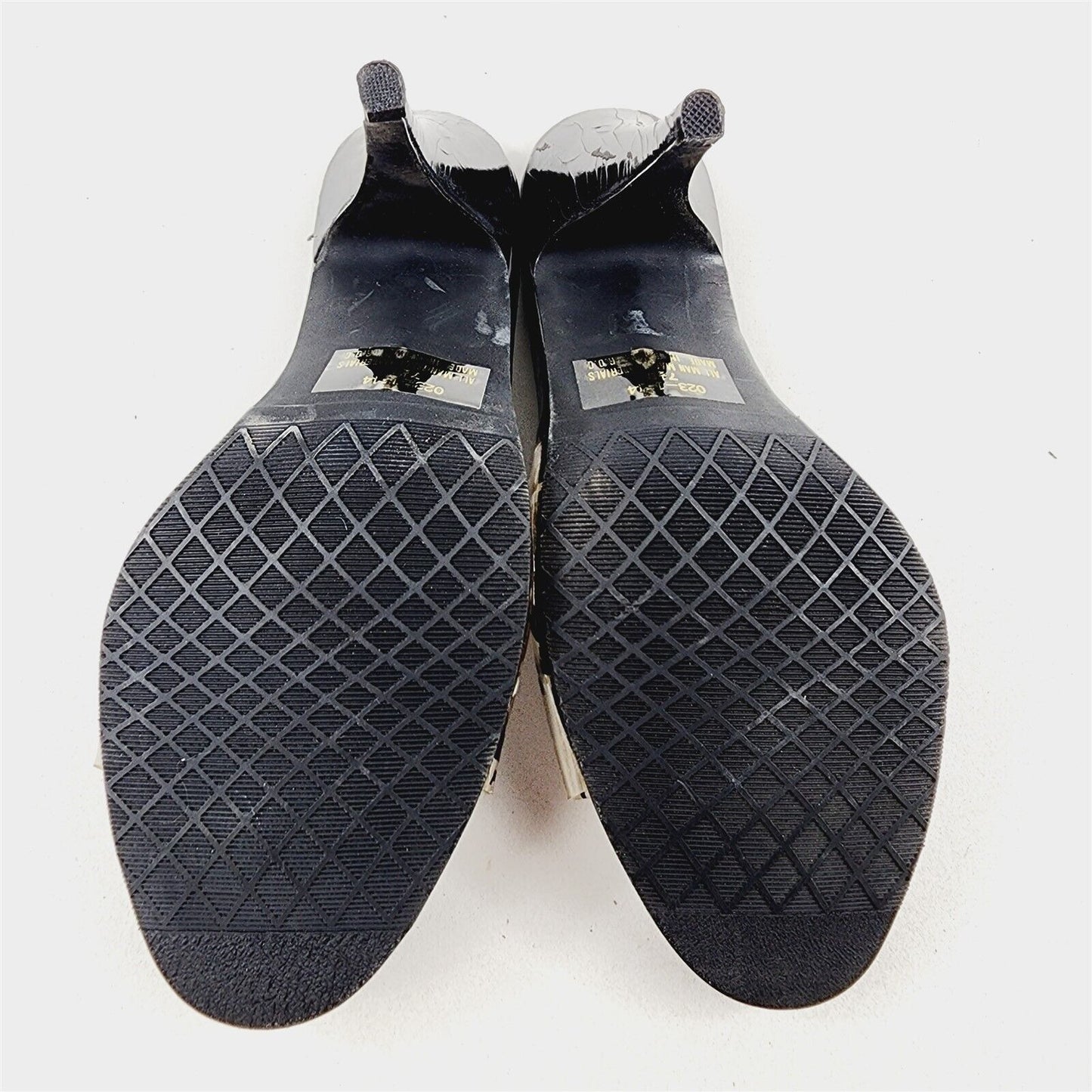 Vintage French Navy Black & White Paint Splatter Heels Shoes Pumps Size 7.5
