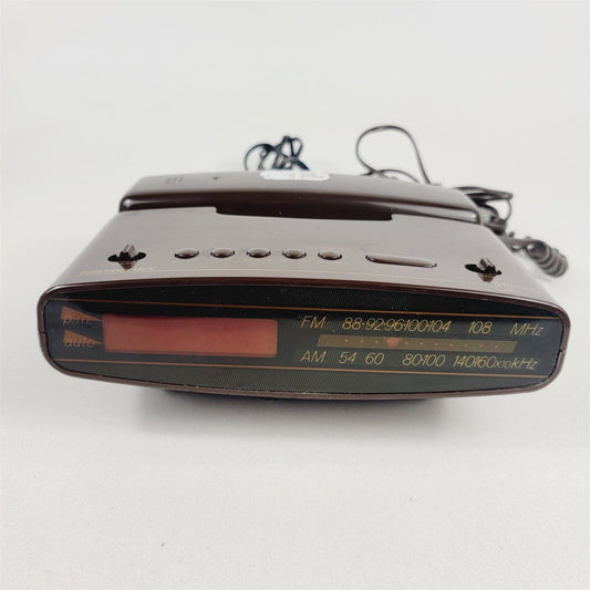 Vintage Brown Soundesign Morning Call 7535 Alarm Clock Phone Radio AM FM