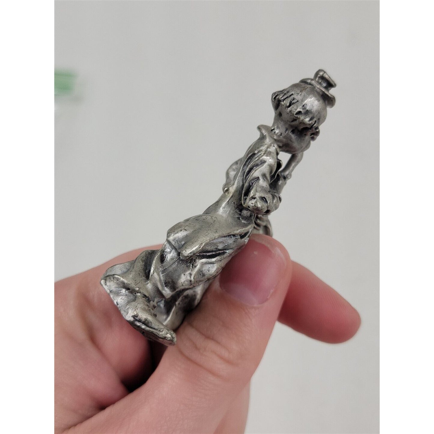 Vintage Solid Pewter Hobo Musical Clown Playing a Saxophone Instrument