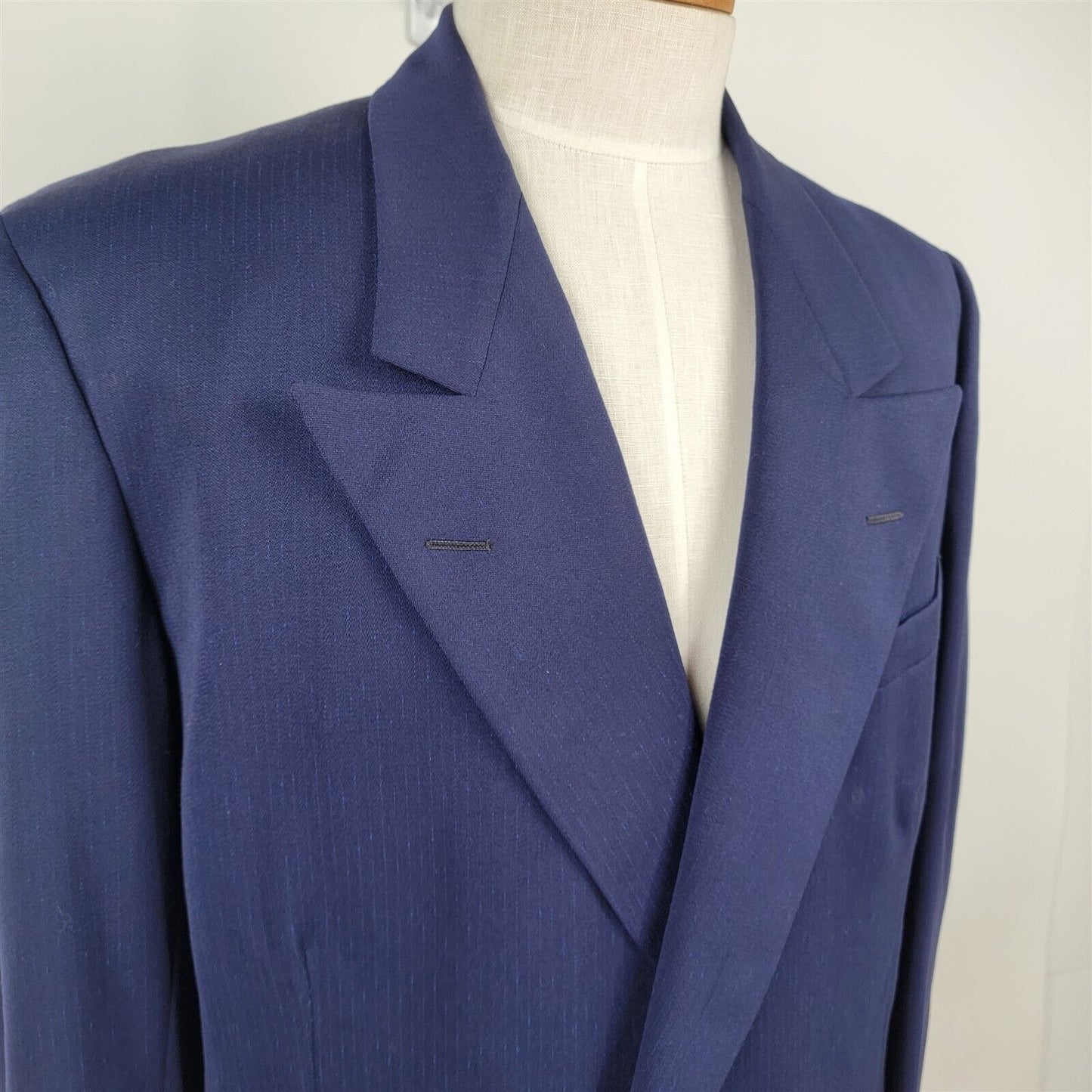 Vintage Trojan Jim Clinton Blue Two Button Blazer Sports Coat Jacket Mens