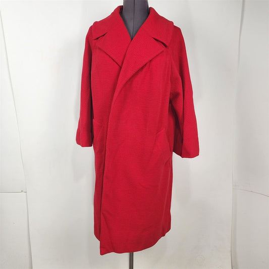 Vintage 1950s/60s Lilli Ann Paris Red Knit Open Front Swing Coat