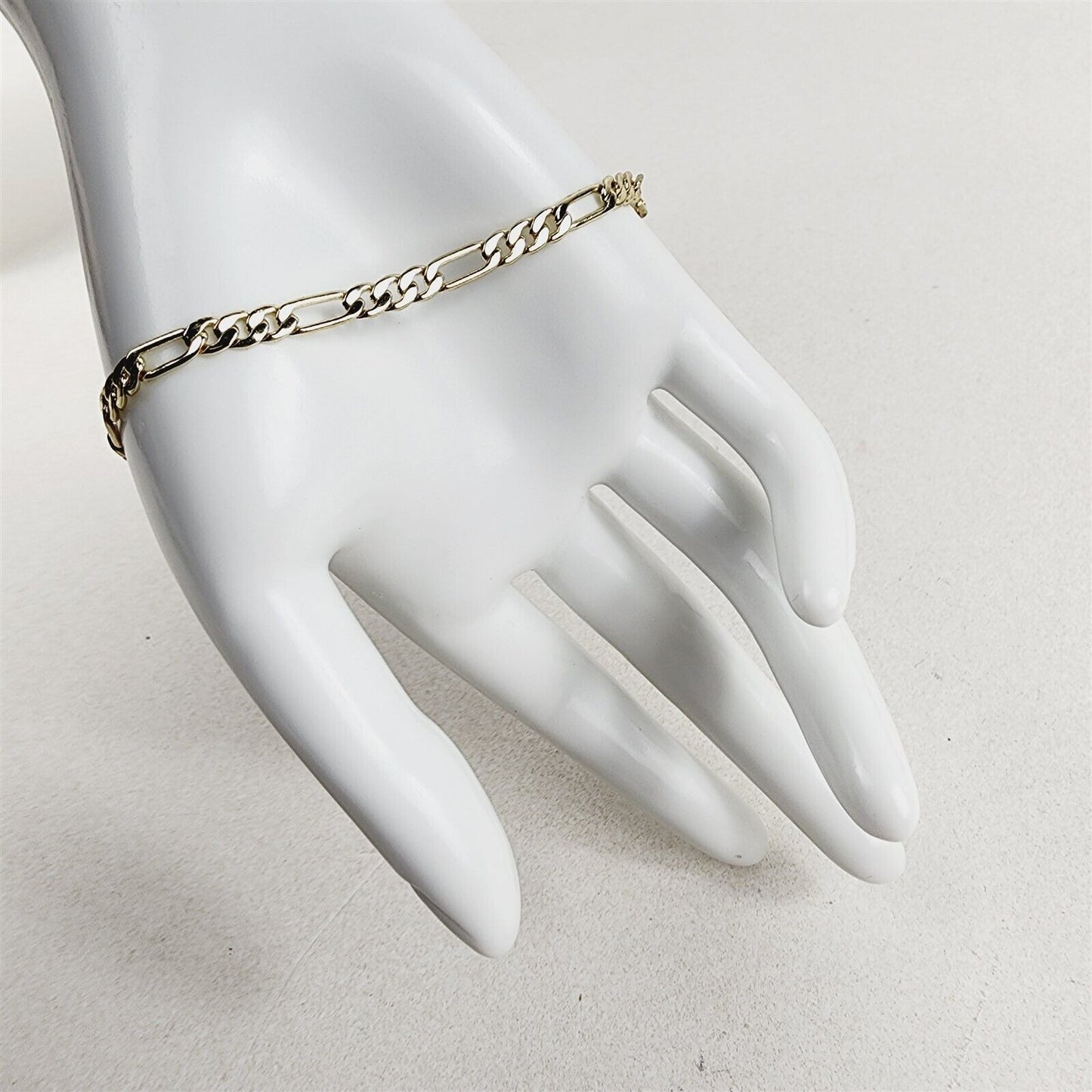 14K Gold Plated Bracelet Classic Figaro 4mm Chain - 8 1/4"