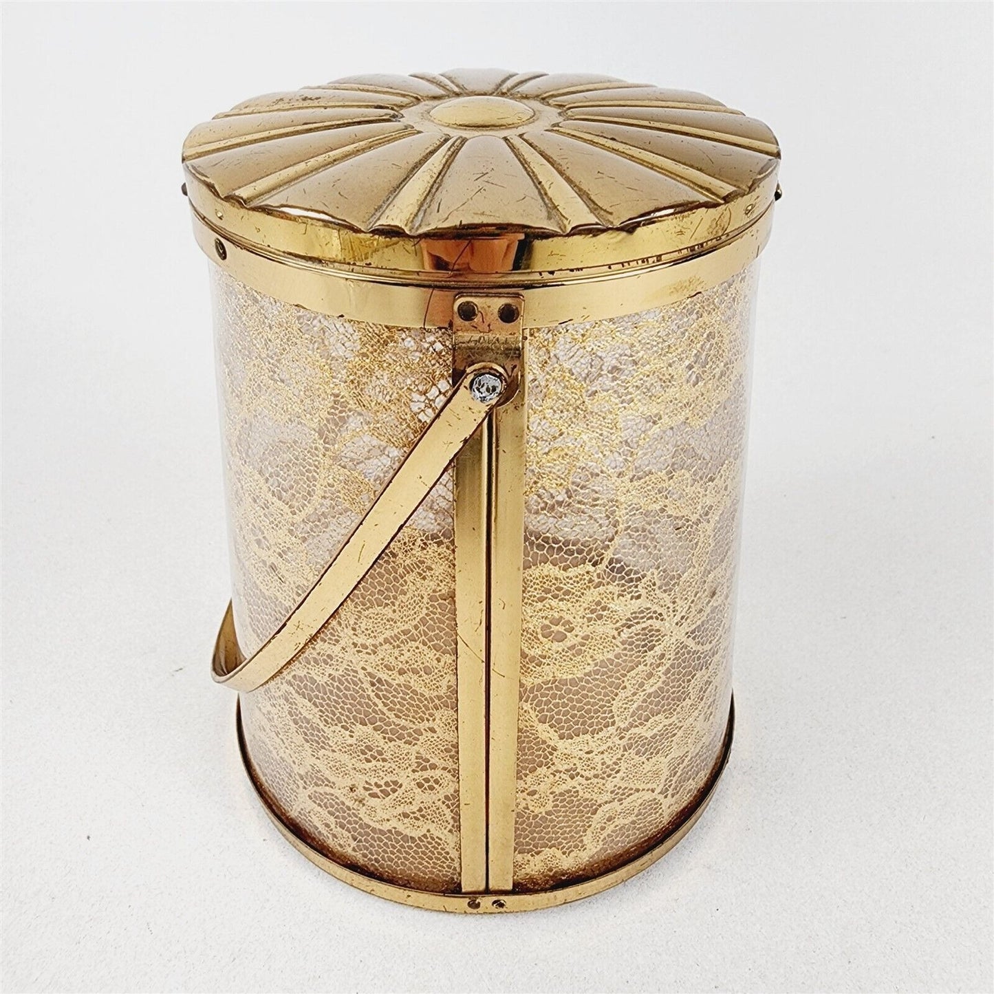 Vintage Majestic Handbag Purse Bag Gold Lace with Handle Cosmetic Case