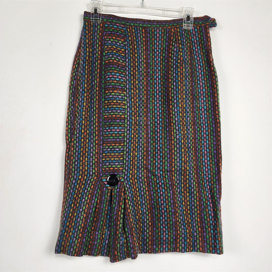 Vintage Rainbow Colorful Pencil Skirt w/ Pleat