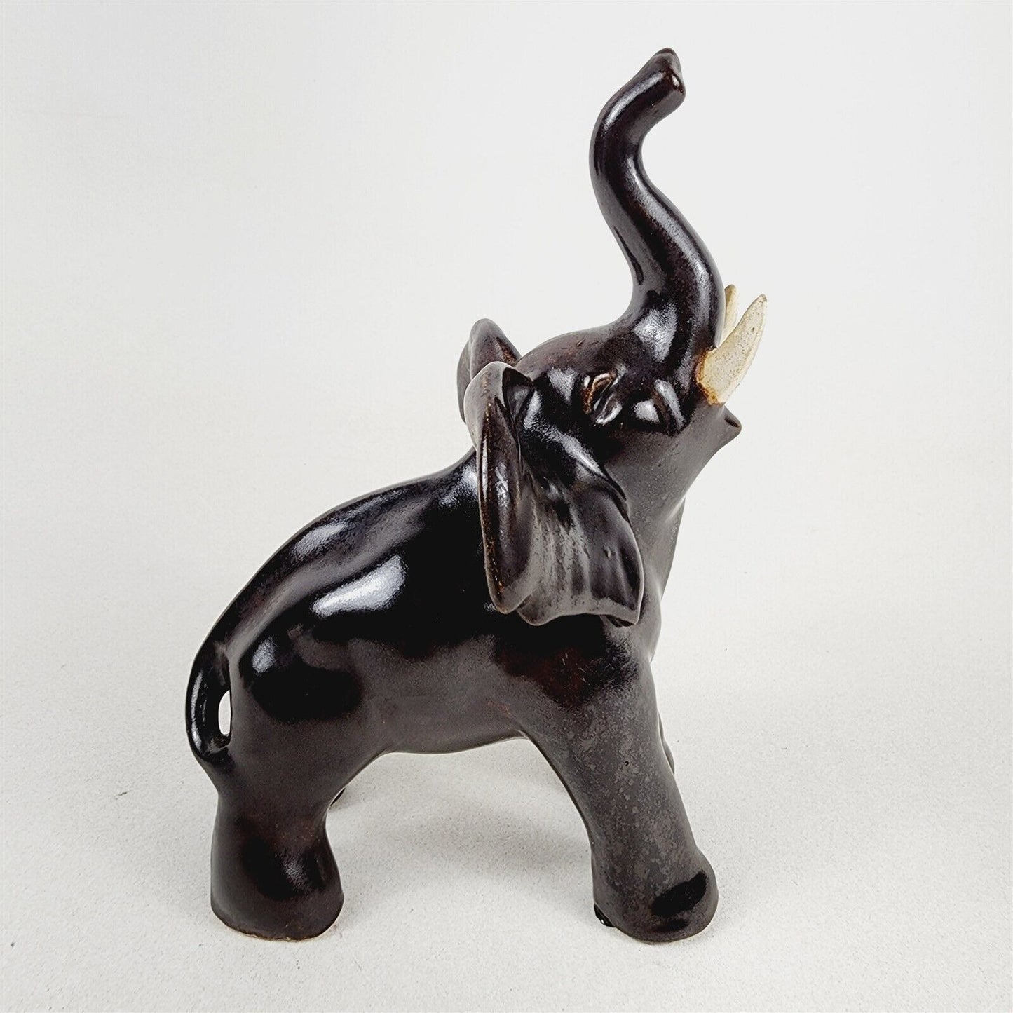 Vintage Ceramic Elephant Figurine Safari Home Decor - 7 1/2" tall