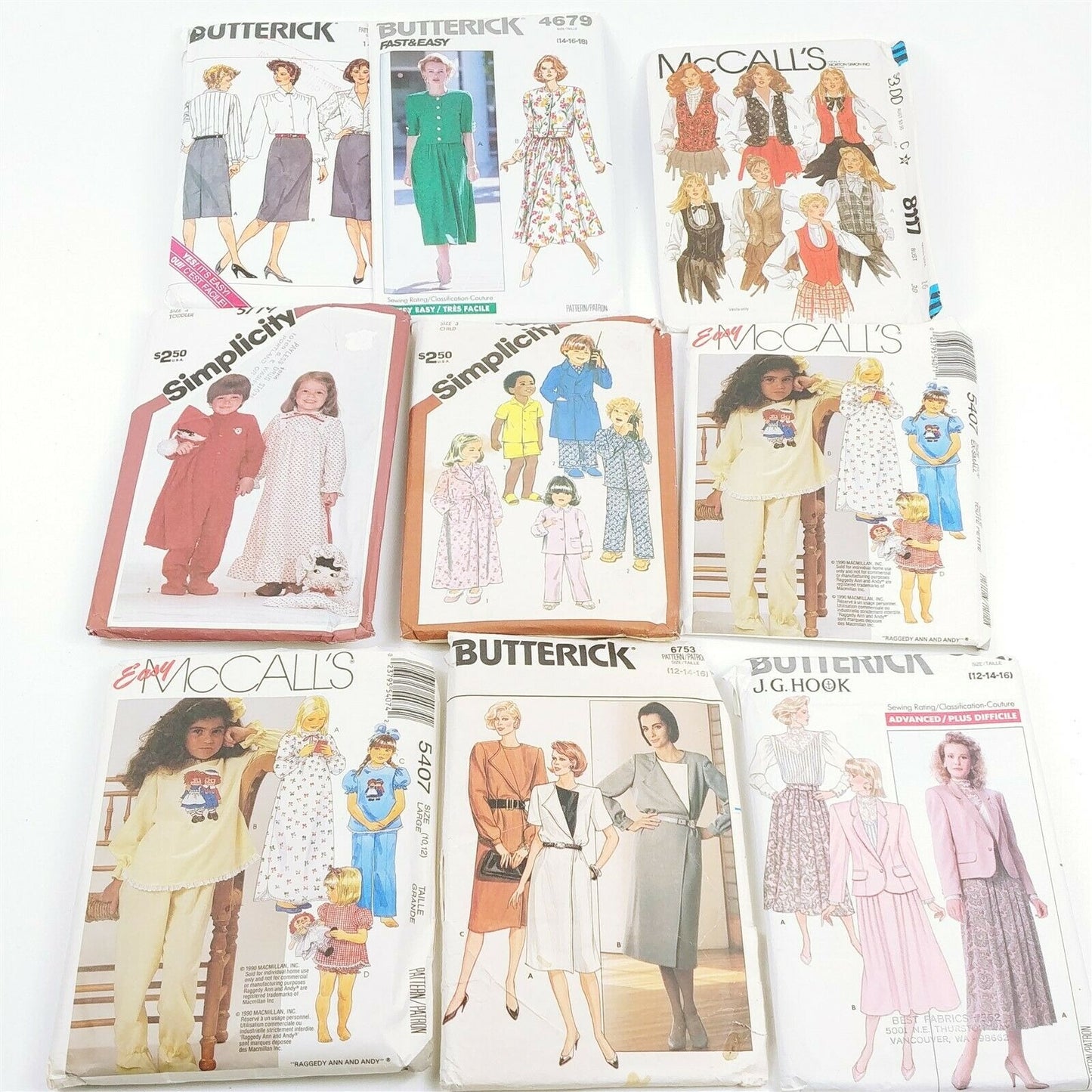 Lot of 43 Vintage McCalls Simplicity Butterick Vogue Sewing Patterns Kids Womens