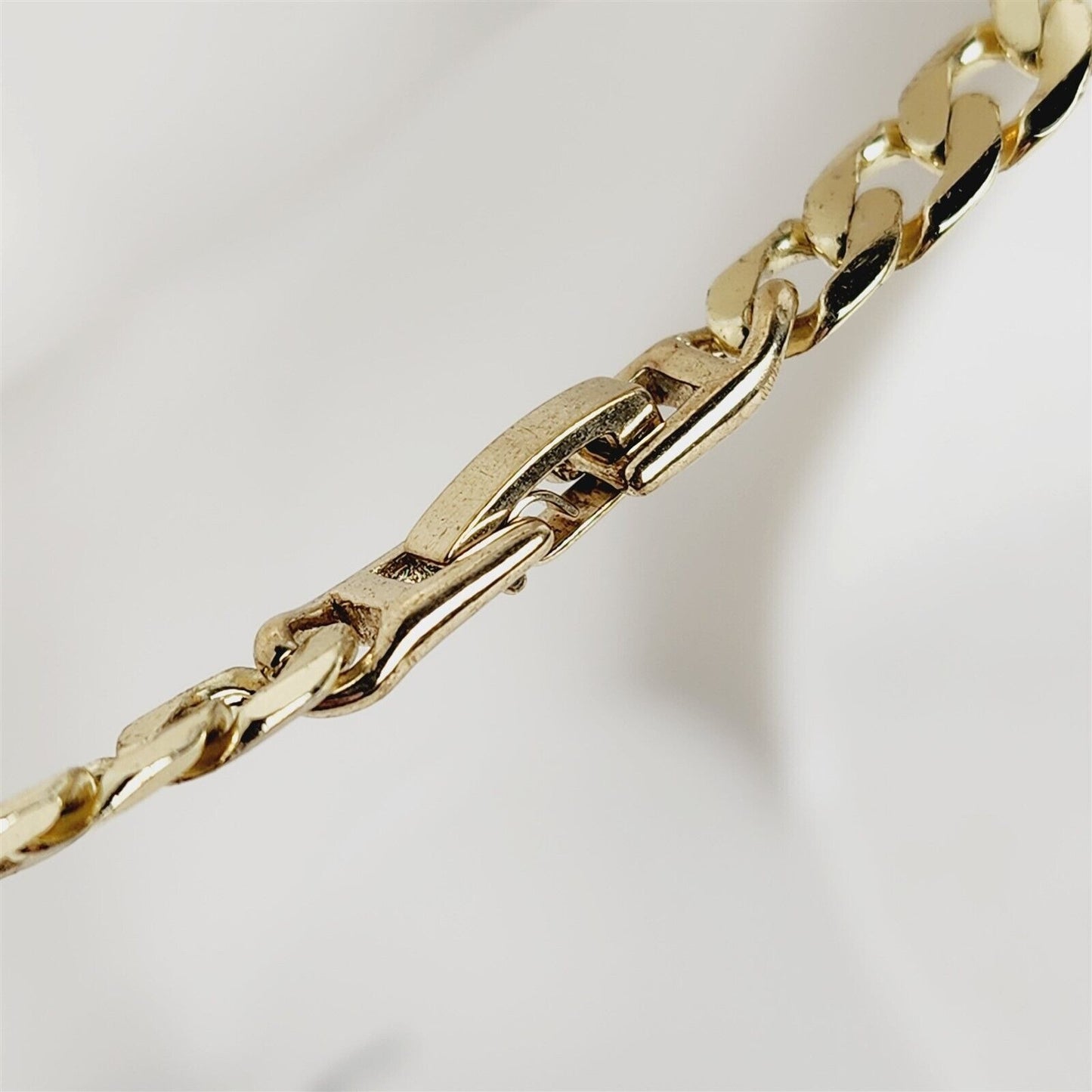 14K Gold Plated Necklace Bevelled Figaro Chain - 18 1/2"