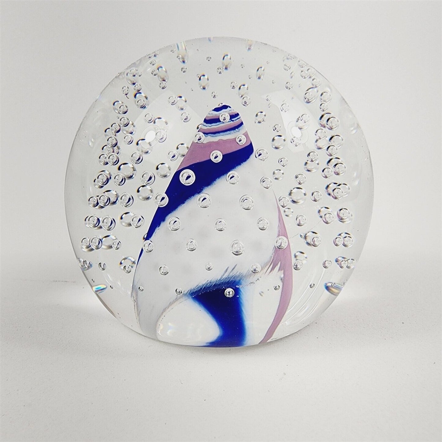 Caithness Glass Paperweight Scotland J18492 "Liberty" Blue Pink White - 3 3/16"