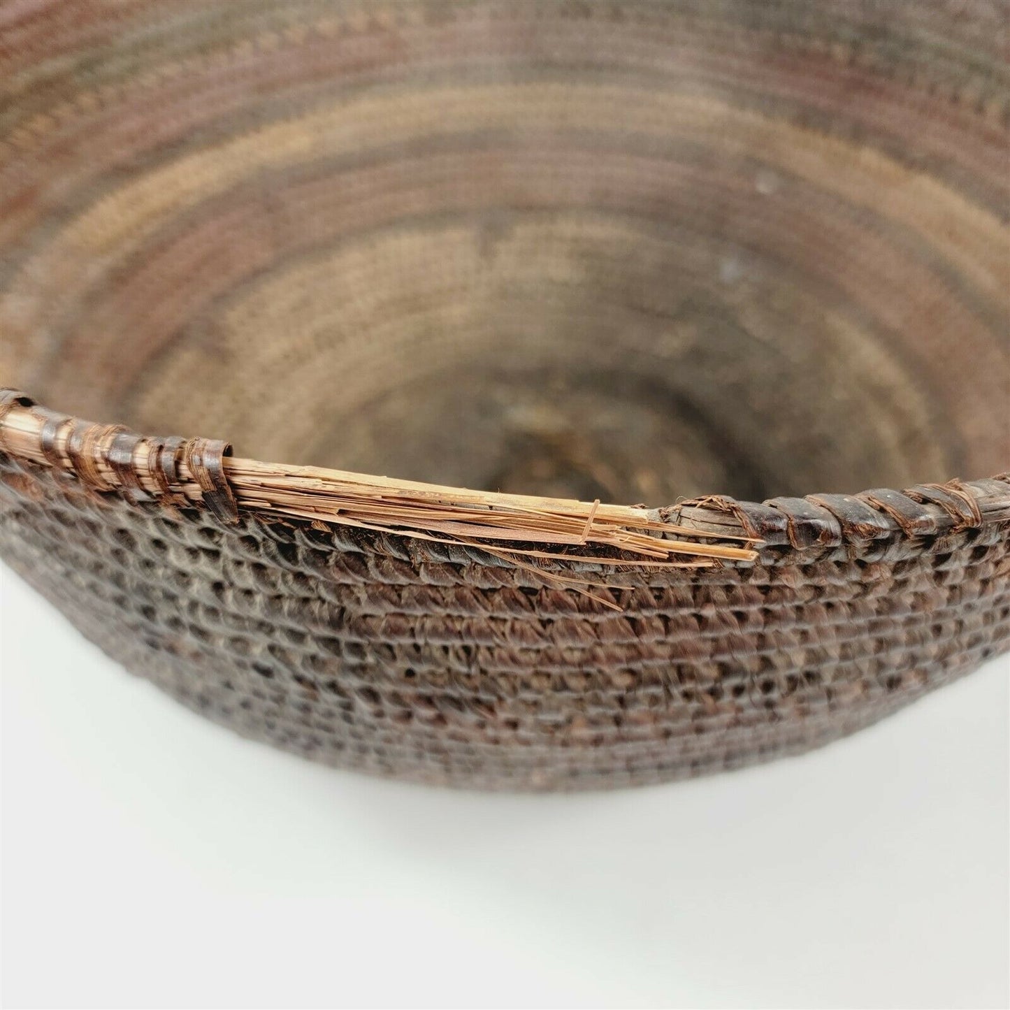 Pair of Antique Native American Nesting Woven Gathering Baskets Large Coil