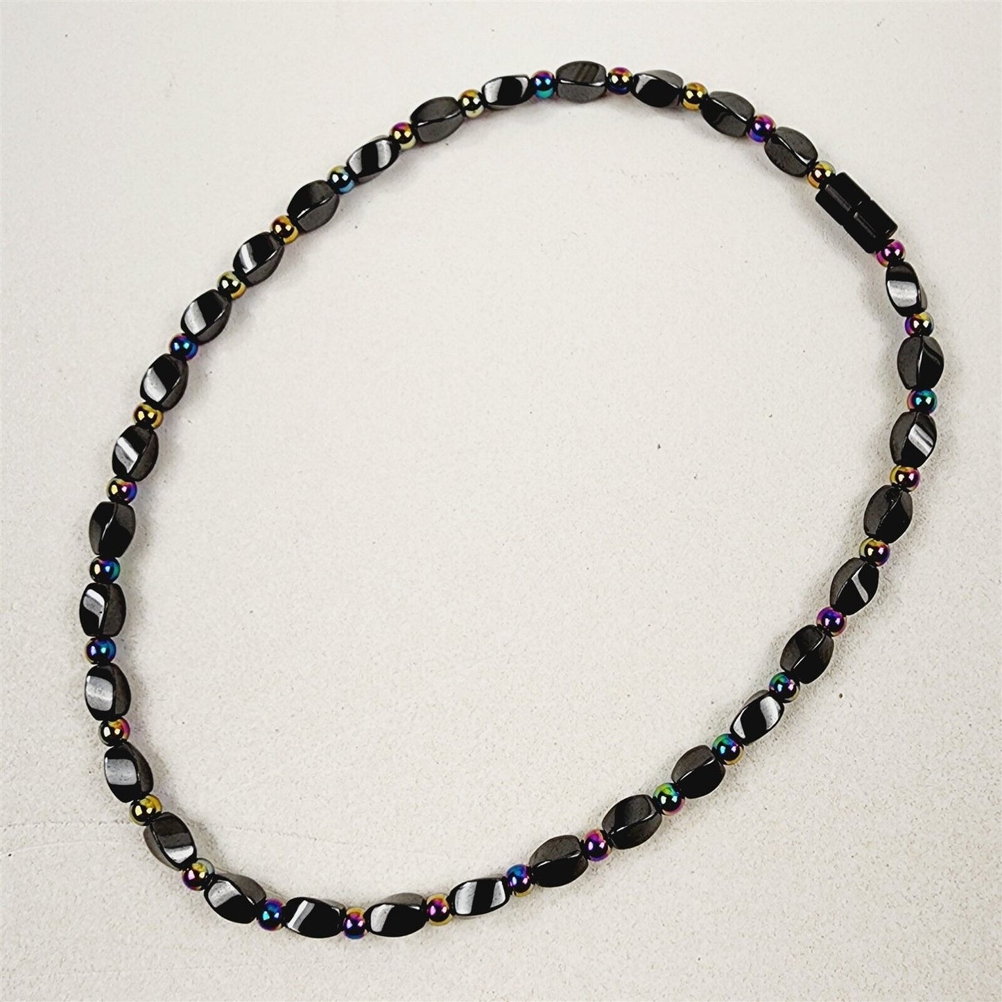 Black & Rainbow Short Twist Magnetic Beaded Necklace Therapeutic Handmade