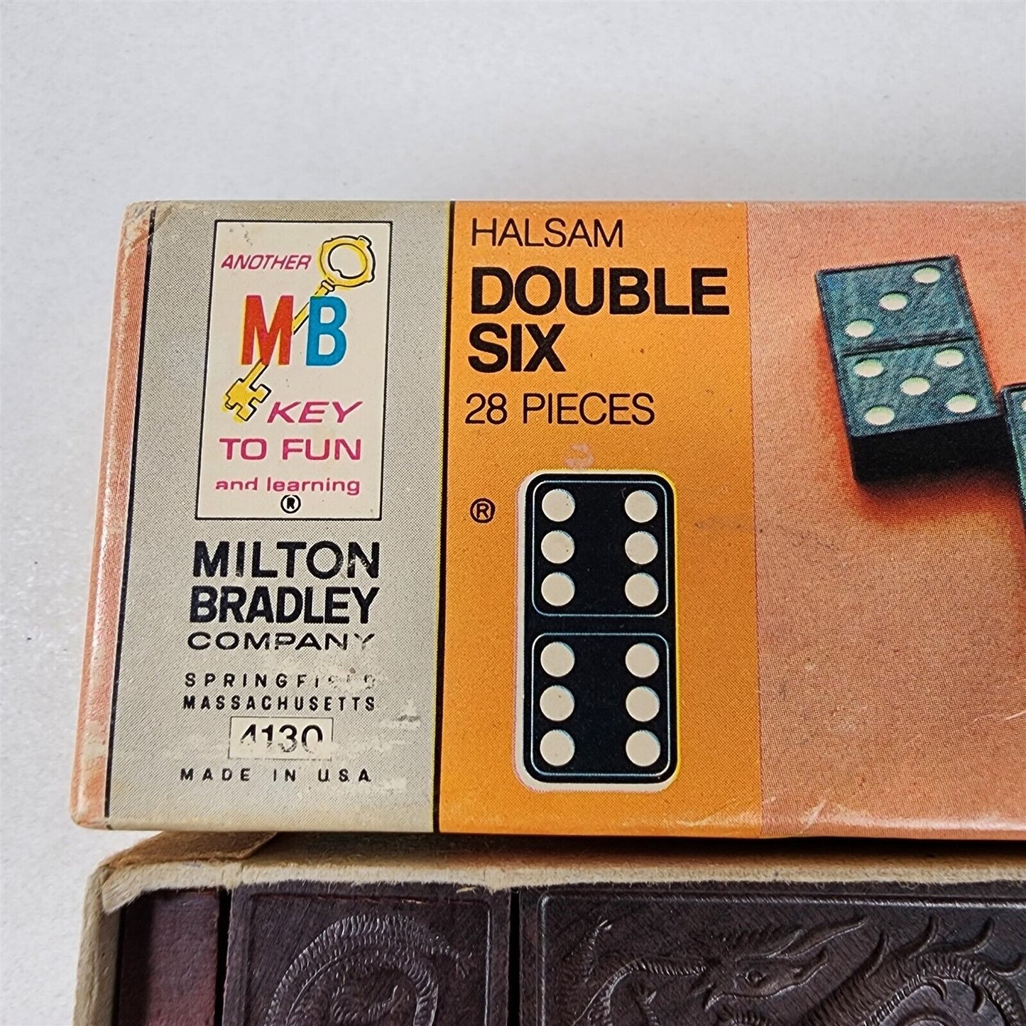 Vintage Milton Bradley 1970 Dragon Dominoes Double Six 28 Pc #4130 w/ Instruct