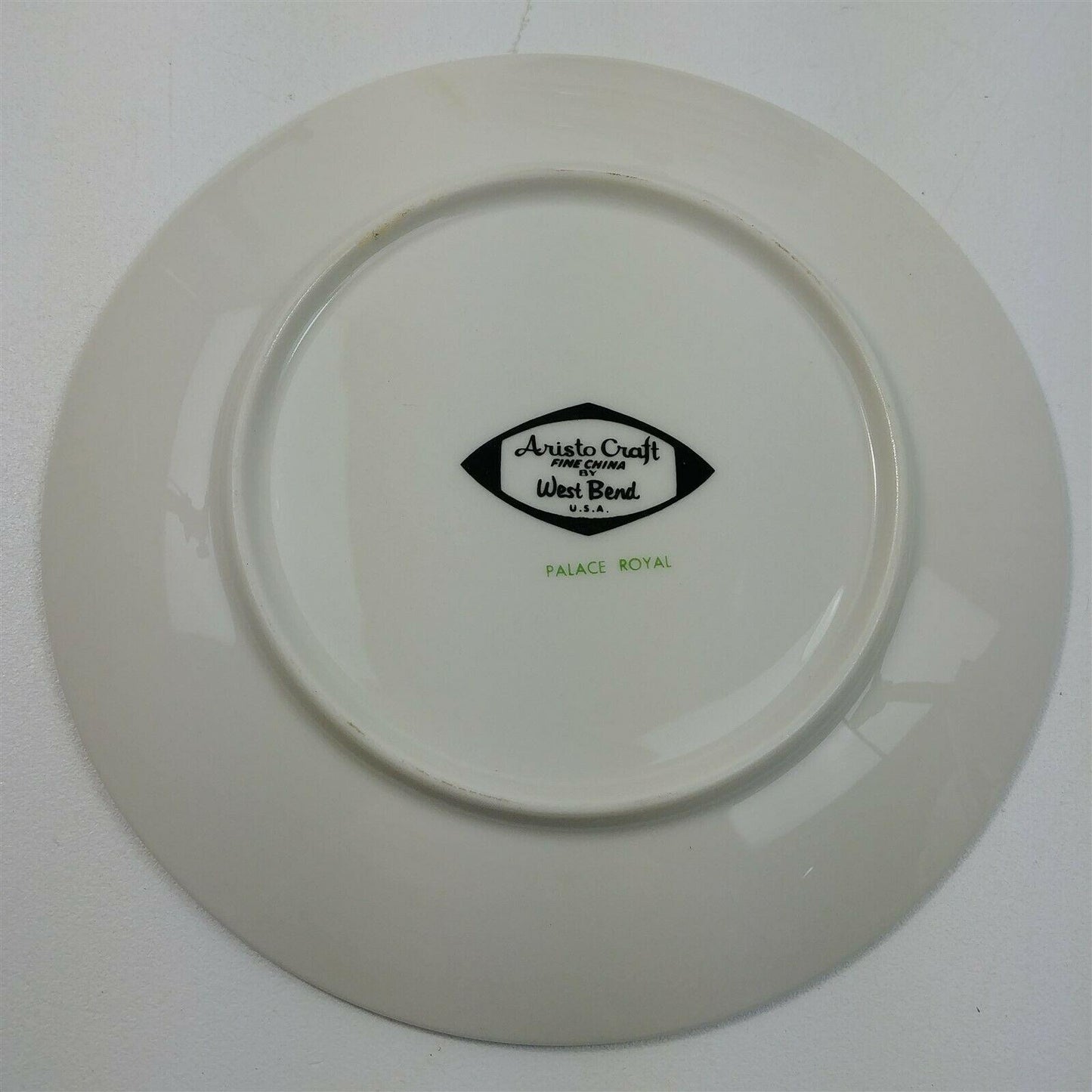 6 Aristo Craft West Bend Palace Royal Platinum Trim Coupe Dessert Plates 6 3/8"