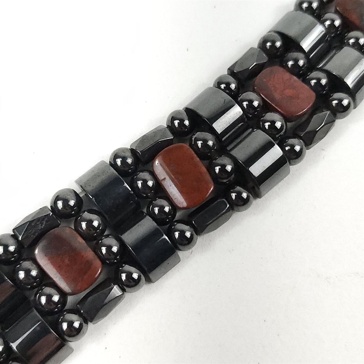 Black & Red Jasper Natural Stone Magnetic Bracelet Therapeutic Quad