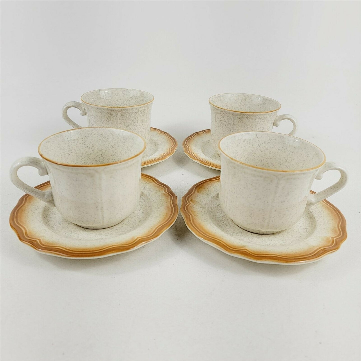 Vintage Meadowland Ironstone Daisy Wheat 4 Sets of Teacups & Saucers