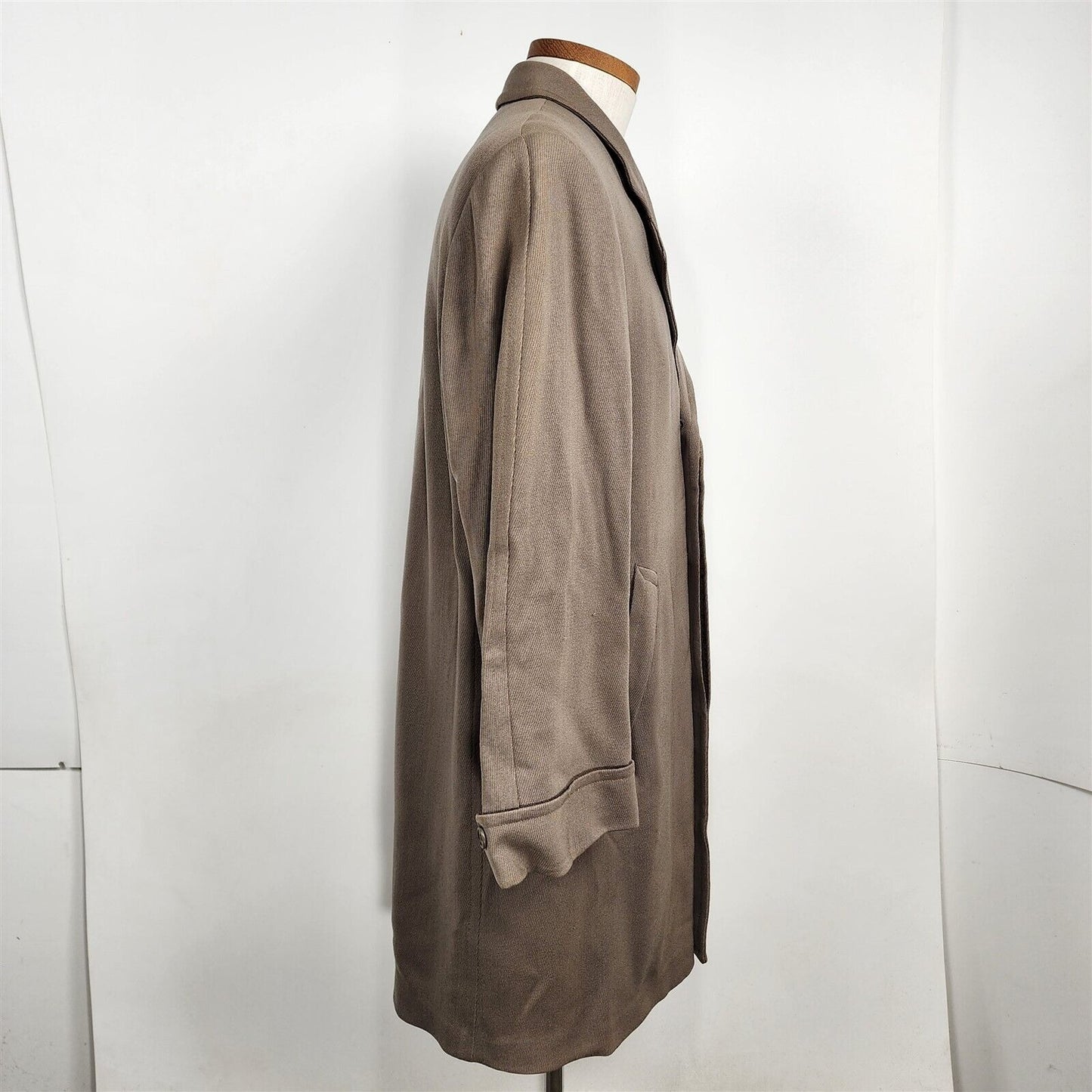 Vintage 1960s Cravenette Topcoat Wool Overcoat Mens Long Tapue Coat Size L