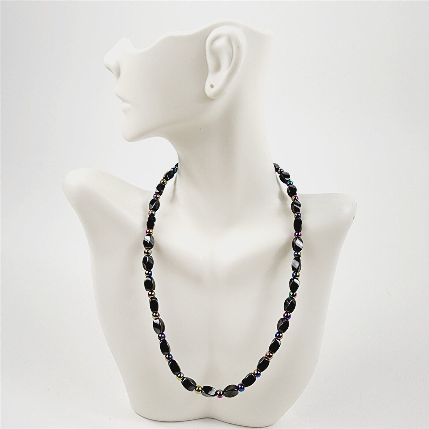Black & Rainbow Short Twist Magnetic Beaded Necklace Therapeutic Handmade