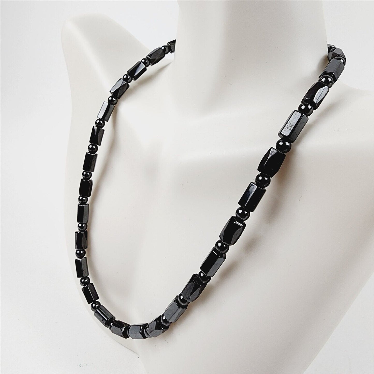 Black Diamond Cut Magnetic Beaded Necklace Therapeutic Handmade