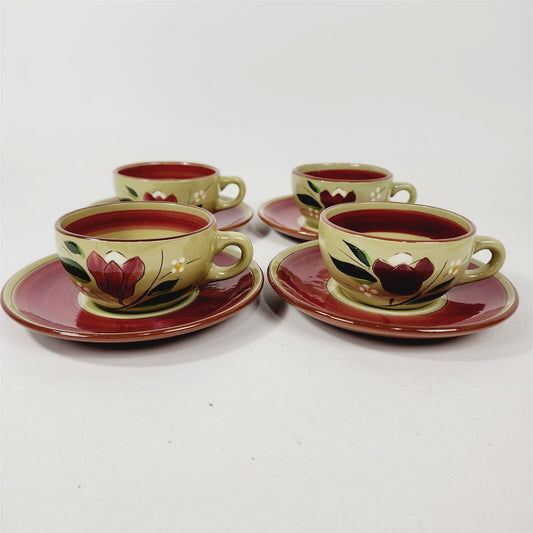 4 Sets Vintage Stangl Pottery Magnolia Teacups & Saucers MCM