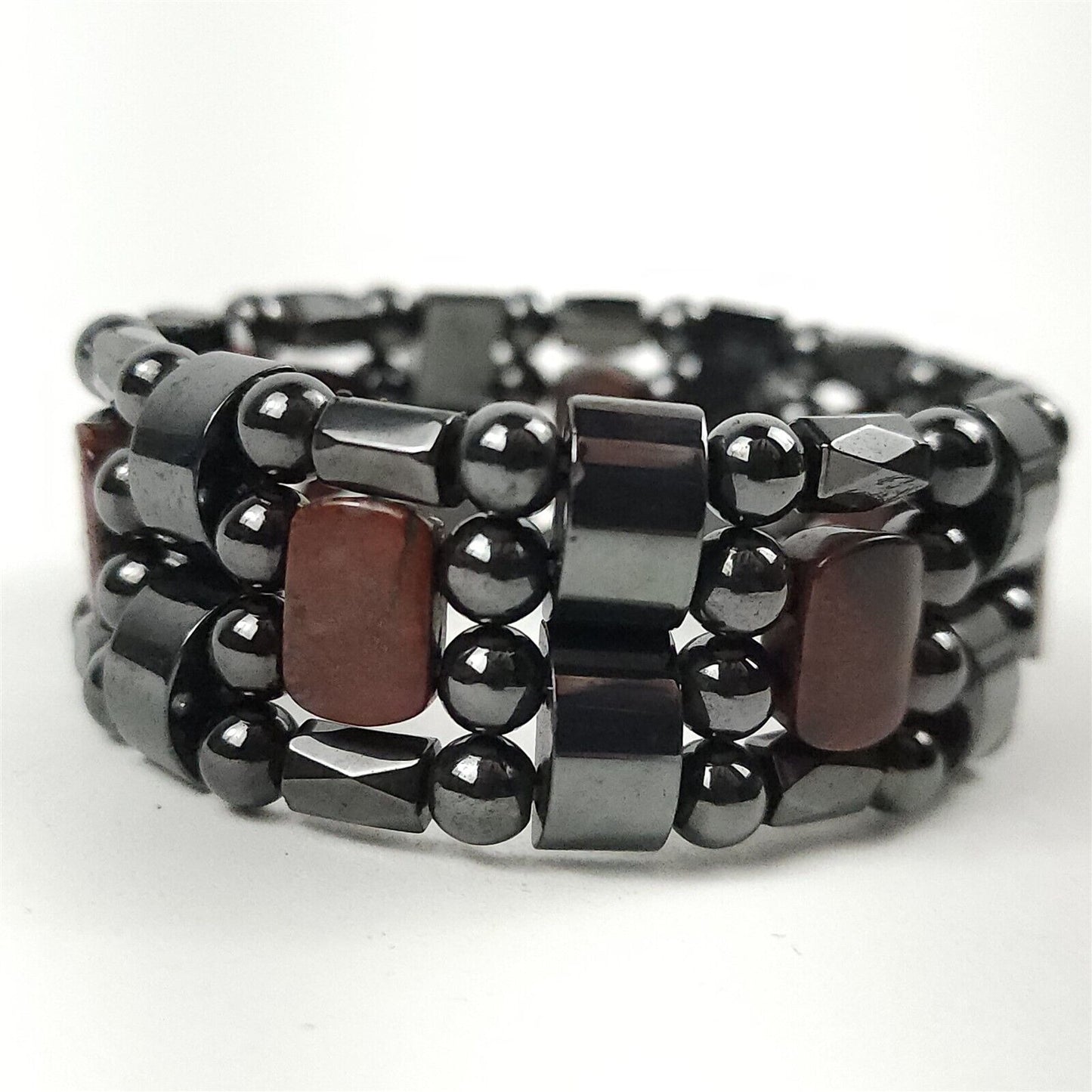 Black & Red Jasper Natural Stone Magnetic Bracelet Therapeutic Quad