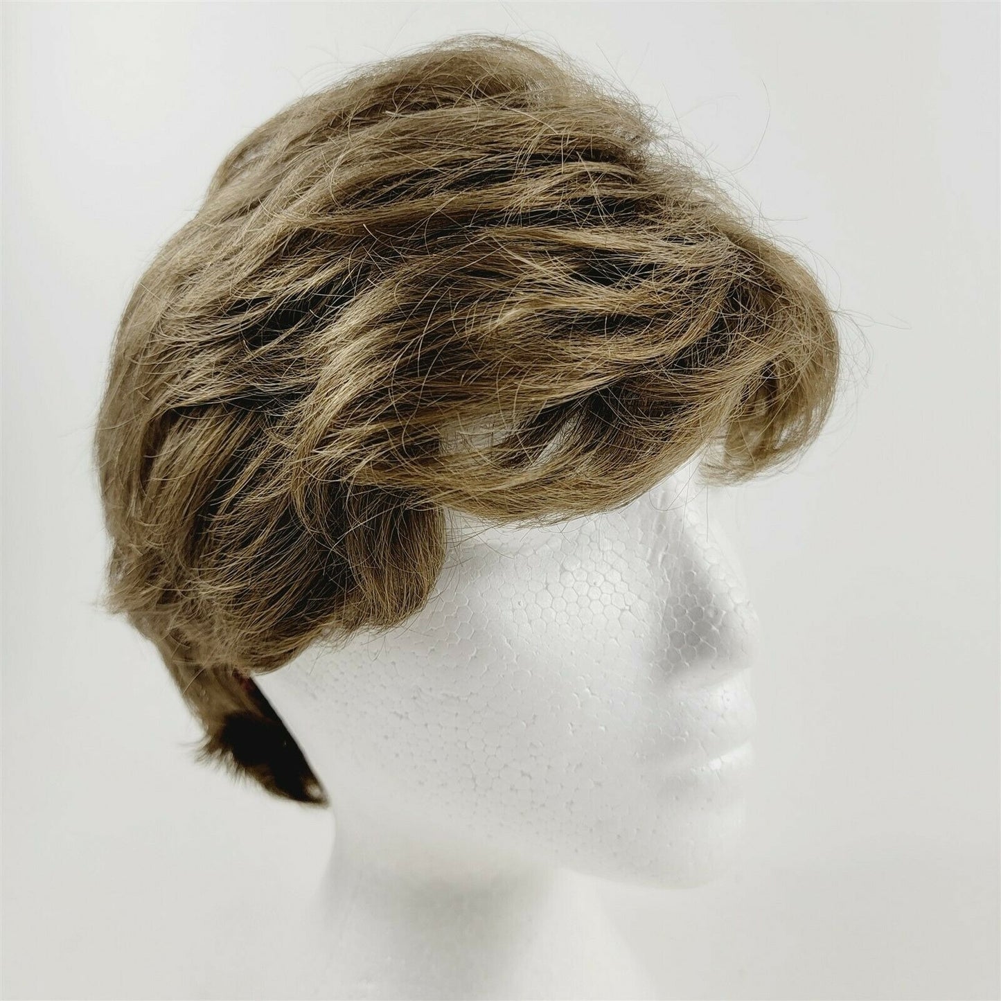 Vintage Short Ashy Light Brown Wavy Wig Womens Adjustable Synthetic Wig