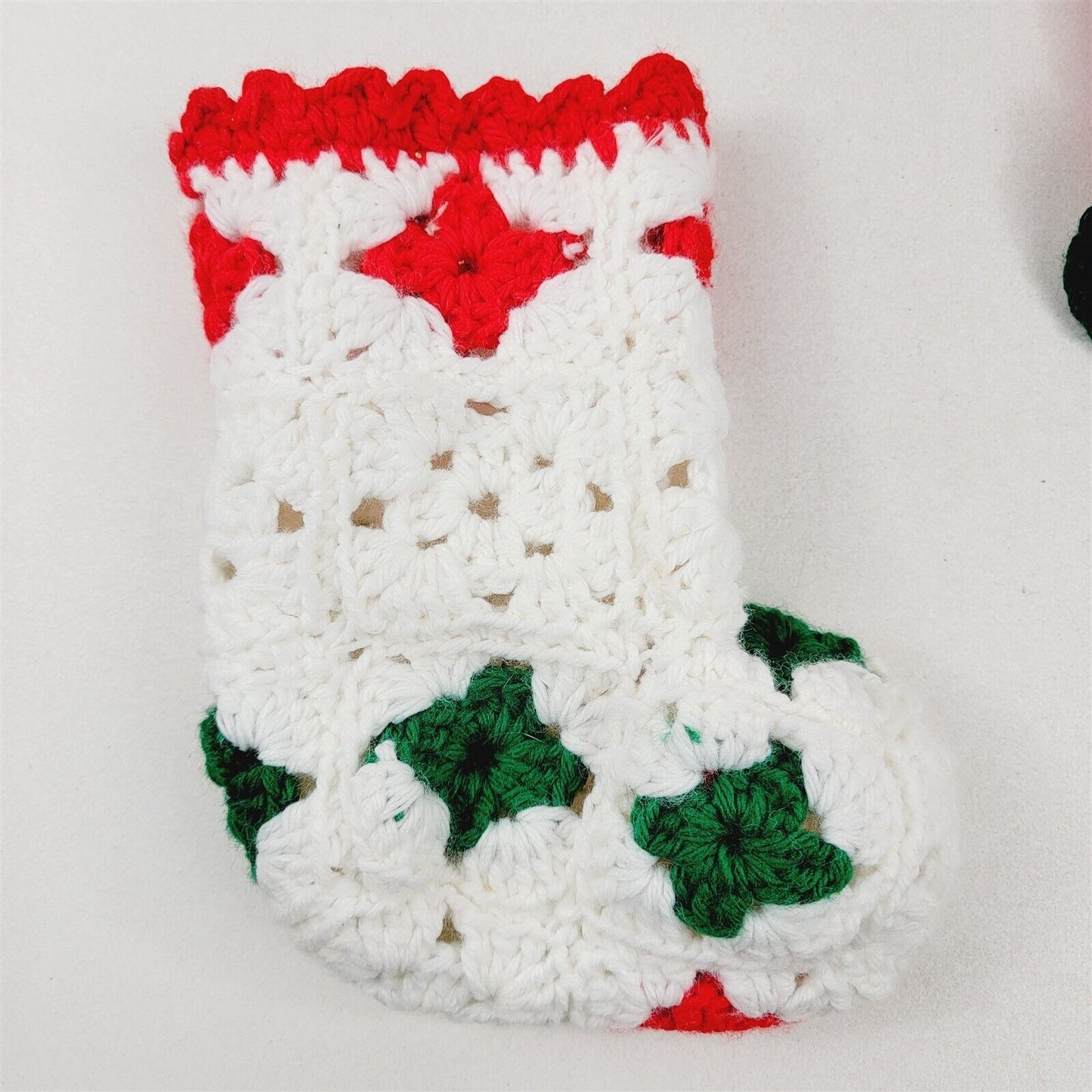 Vintage 6 Piece Crochet Christmas Candle Stockings Socks Home Decor