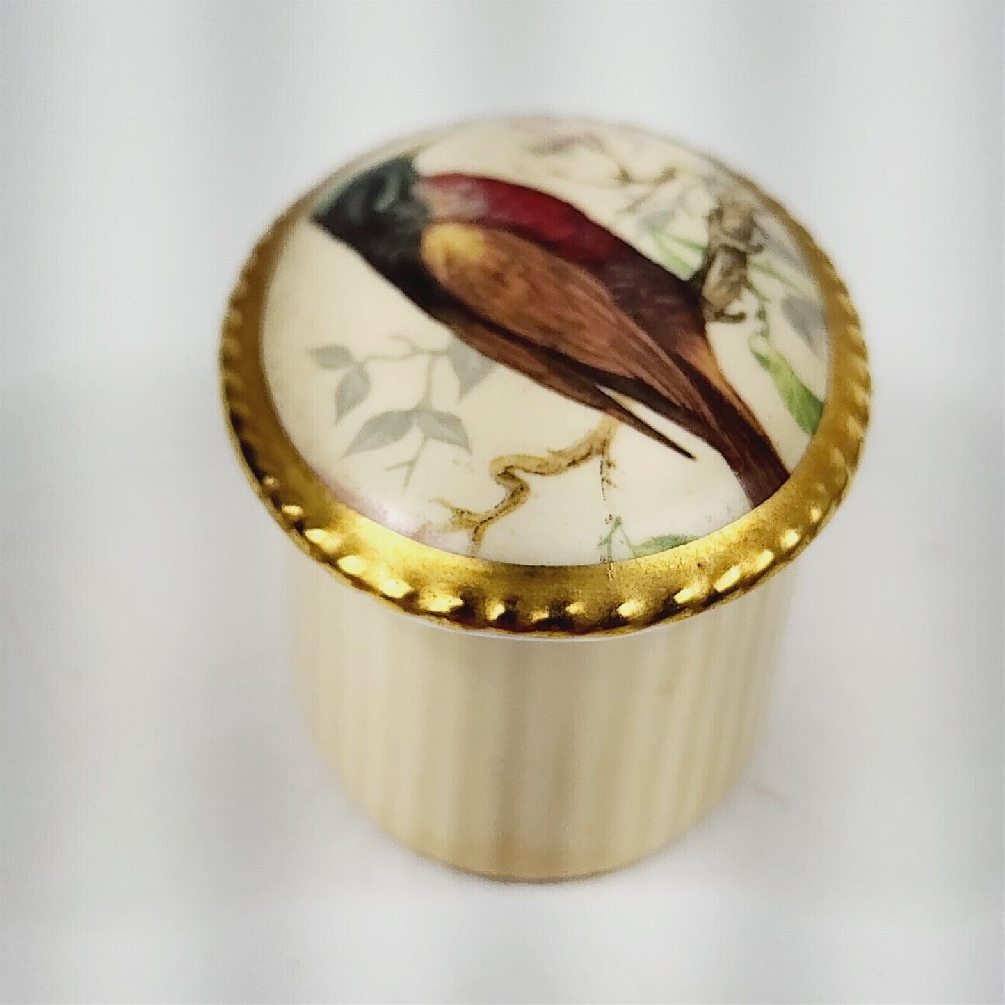 Vintage Aynsley Bone China Trinket Box Jar England Bird Oval