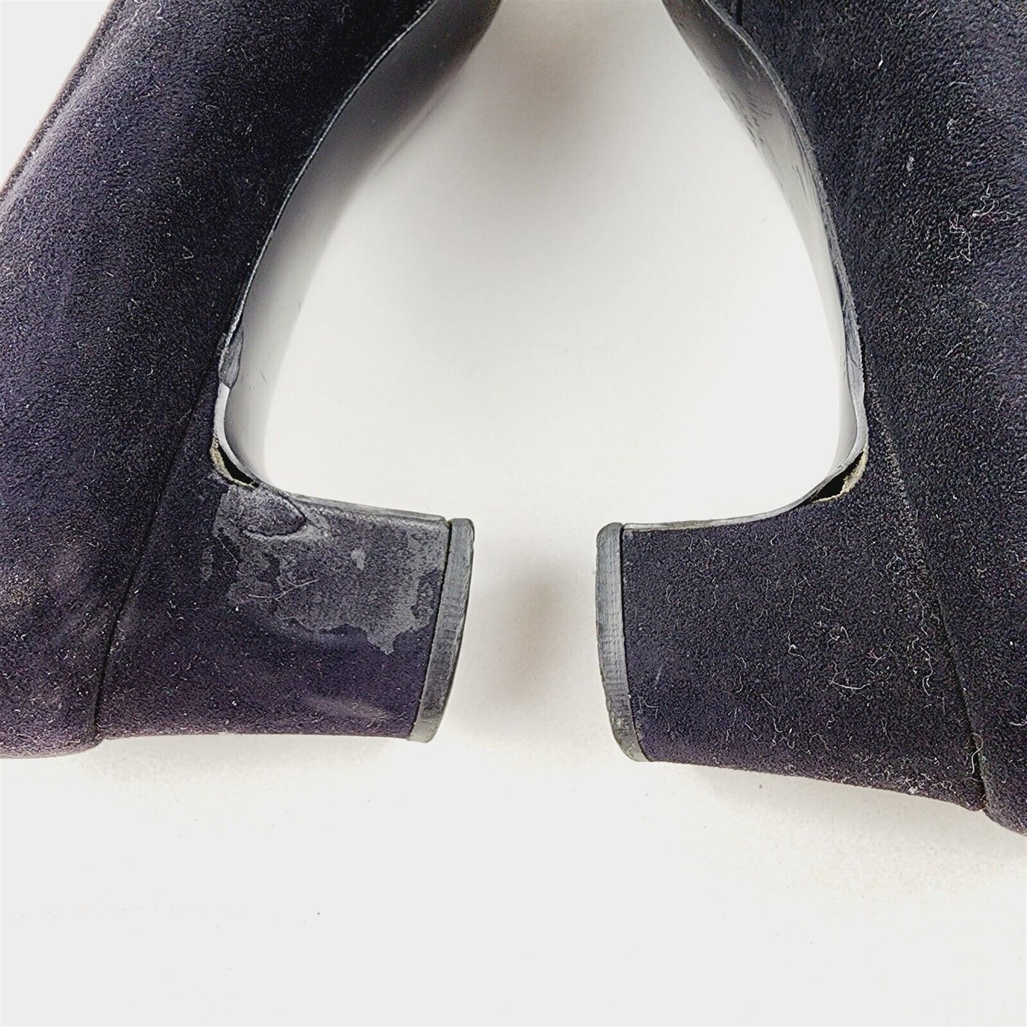 Vintage Paradise Kittens Black Suede Leather Block Heel Shoes Womens Size 8.5 A