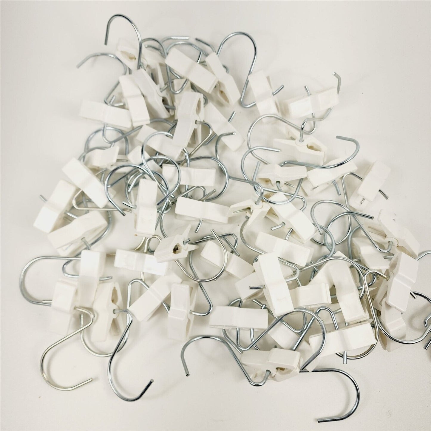 50 White Boot Clip Hangers Plastic Clip Metal Hook - Holds 4+ Lbs