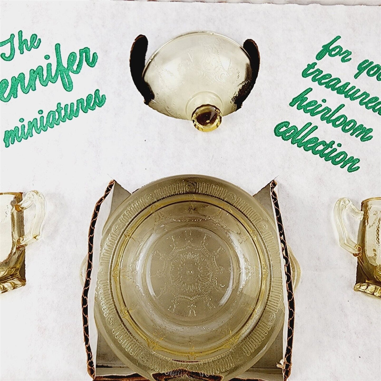 Vintage Mosser Glass Jennifer Set Miniature Gold #1 Creamer Sugar Butter Dish