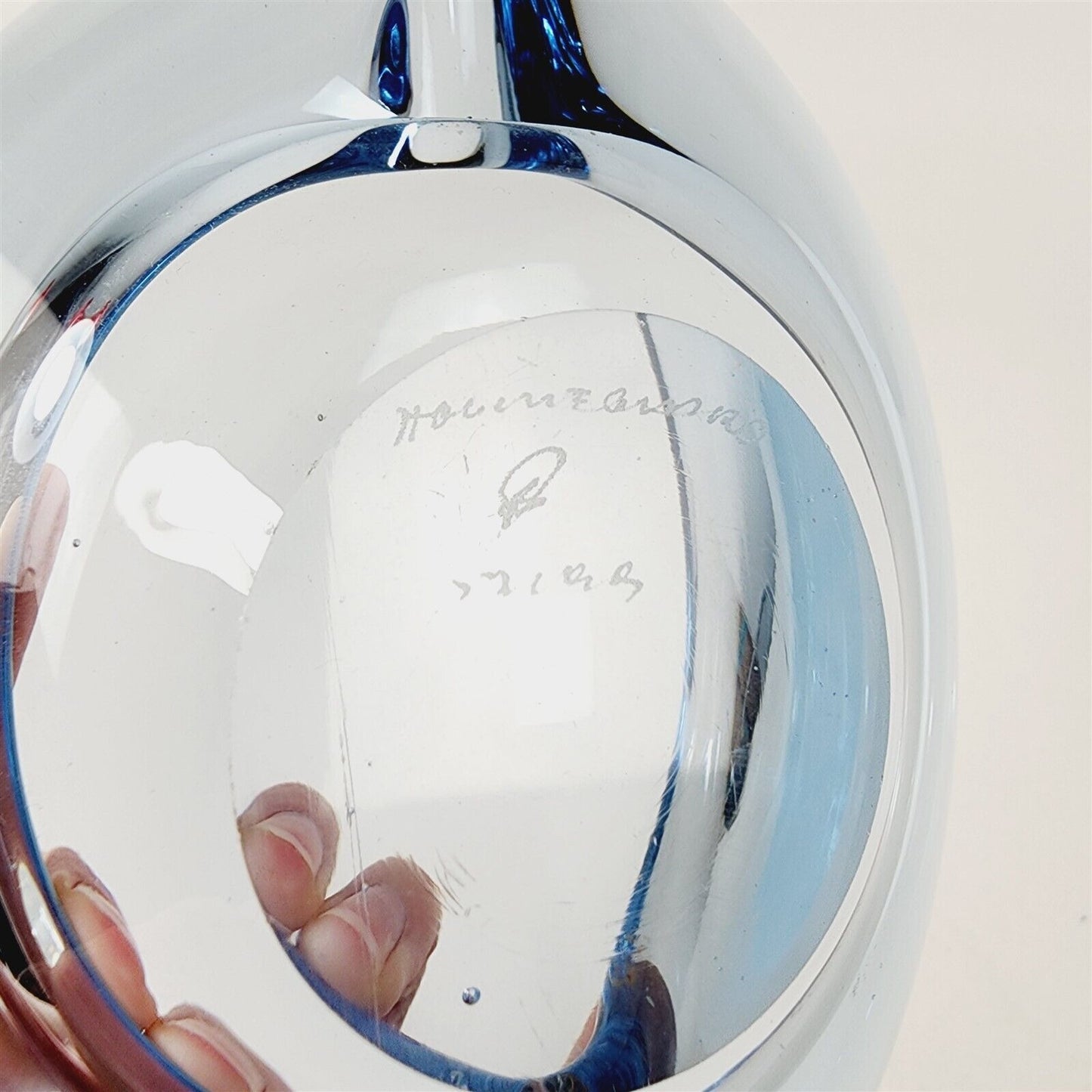 Vintage Holmegaard Per Lutken Light Blue Art Glass Dish Ashtray Signed & Number