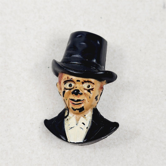 Vintage Charlie Chaplin Man Top Hat Suit Tuxedo with Glasses Monocle Brooch Pin