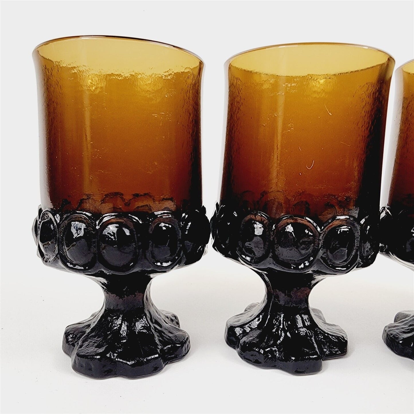 4 Tiffin Franciscan Madeira Glassware Smoke Brown Footed Juice Goblets 4 7/8"